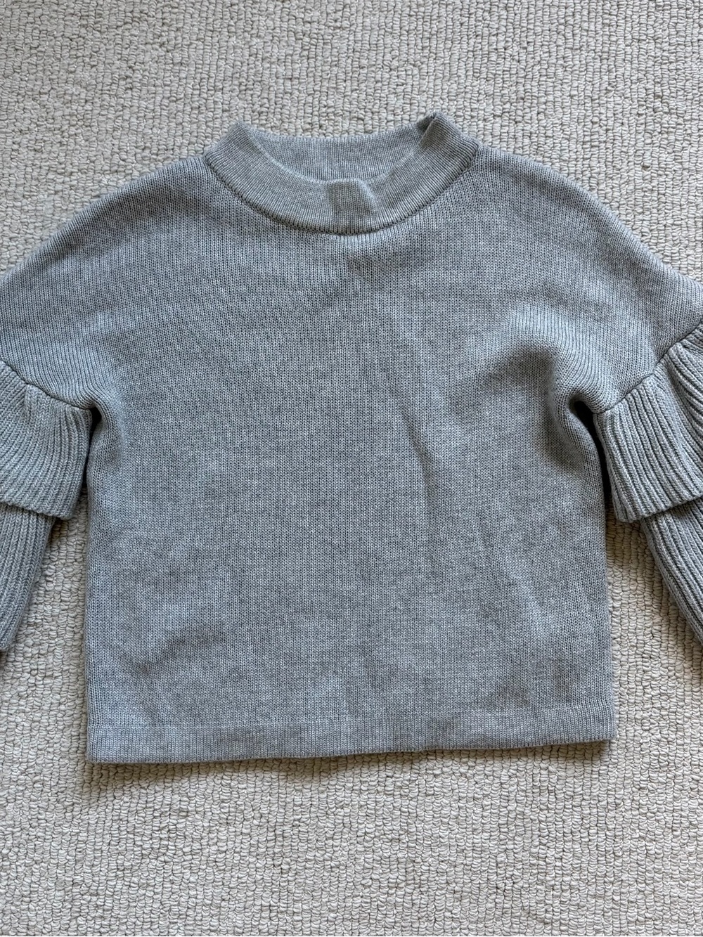 Endless Rose Women's Grey Rib Sleeve Knit Sweater